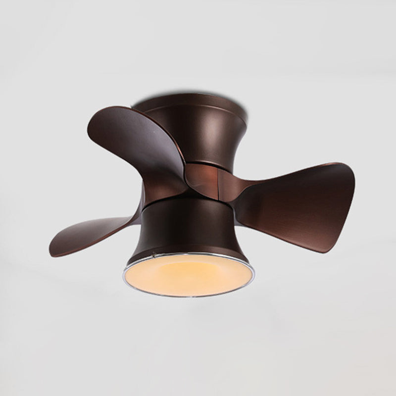 Flared Metal 3 Blades Ceiling Fan Lamp Fixture Macaron Remote Control LED Semi Flush, 23.5" Wide