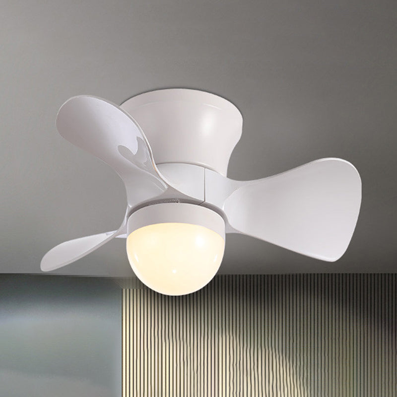 Flared Metal 3 Blades Ceiling Fan Lamp Fixture Macaron Remote Control LED Semi Flush, 23.5" Wide