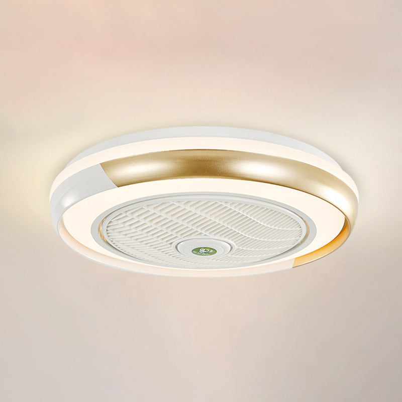 19.5 "de ancho Macaron Round 5 Lámpara de ventilador de techo Acrílico Dormitorio LED LED SEMI FLUSH, control remoto