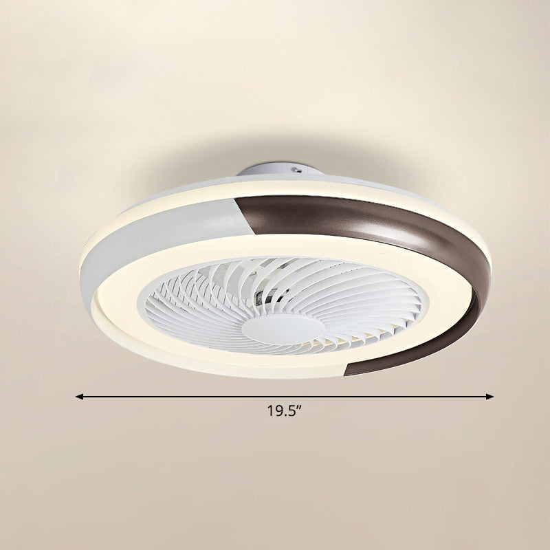 19.5 "de ancho Macaron Round 5 Lámpara de ventilador de techo Acrílico Dormitorio LED LED SEMI FLUSH, control remoto