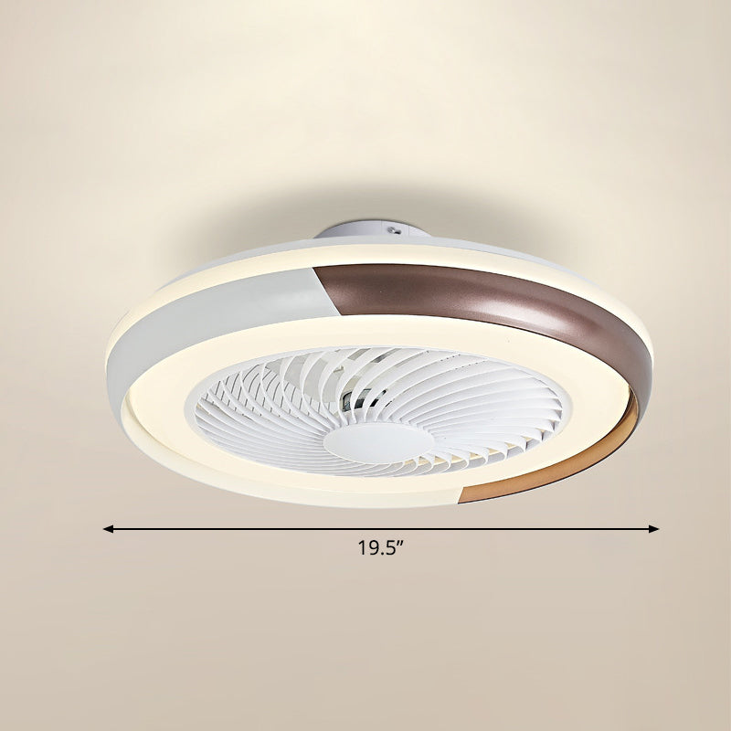 19.5 "de ancho Macaron Round 5 Lámpara de ventilador de techo Acrílico Dormitorio LED LED SEMI FLUSH, control remoto