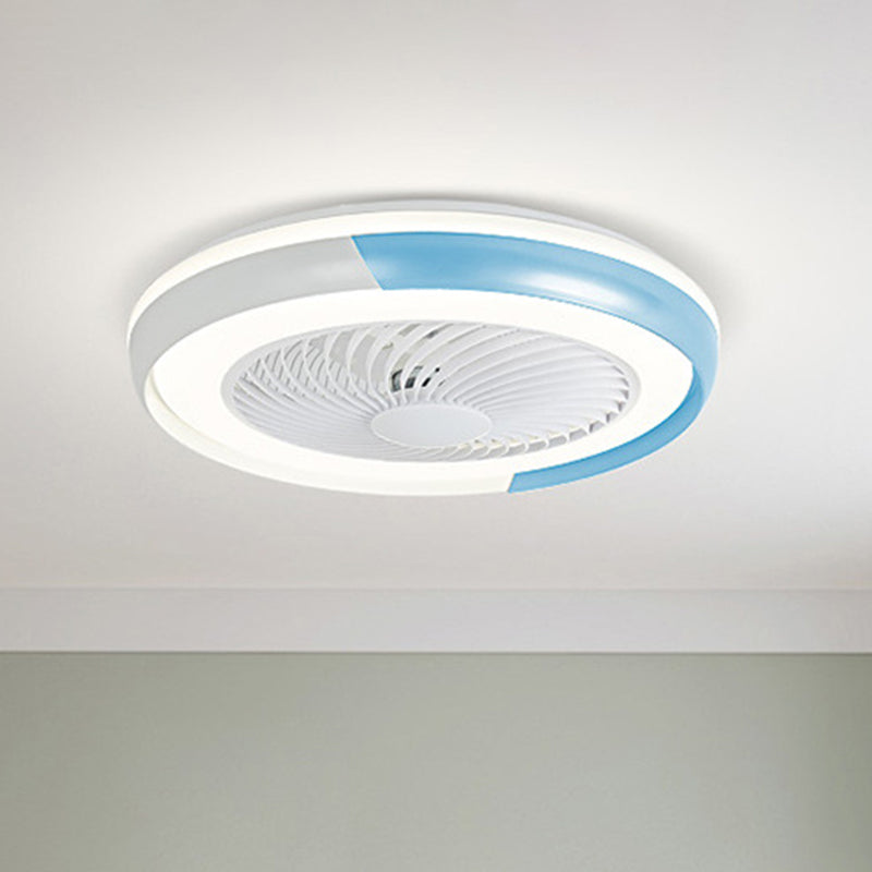 19.5 "de ancho Macaron Round 5 Lámpara de ventilador de techo Acrílico Dormitorio LED LED SEMI FLUSH, control remoto