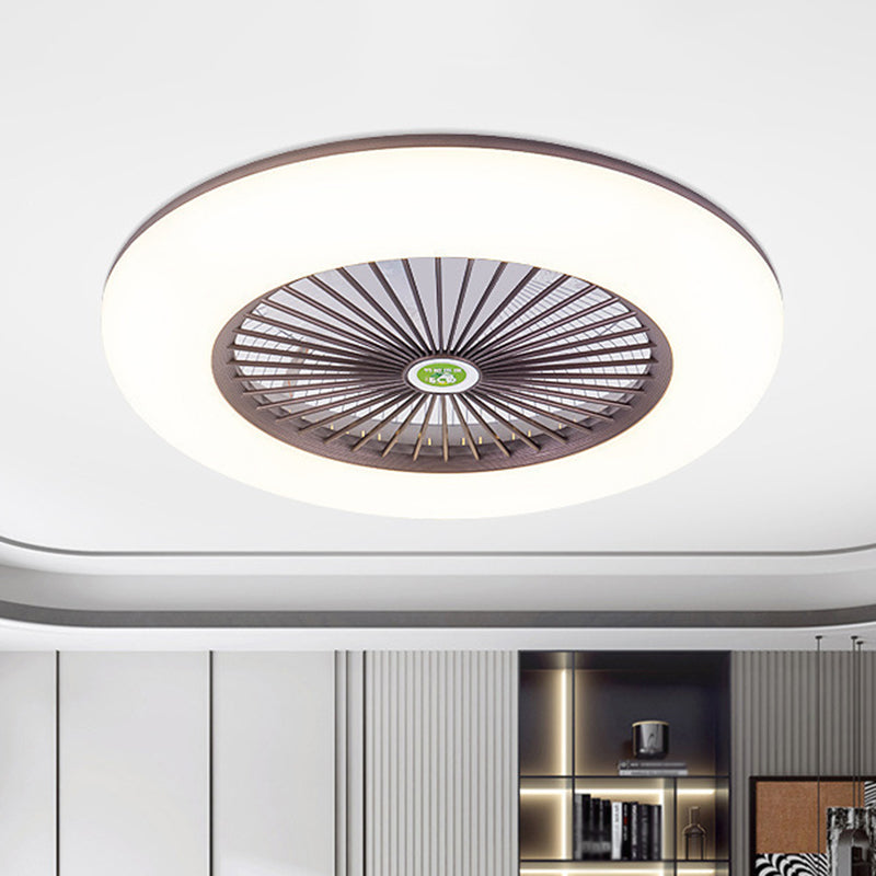 5 lame rotonde ventilatore a soffitto a soffitto leggero in metallo lampada a monte semifulpa a LED NORDIC