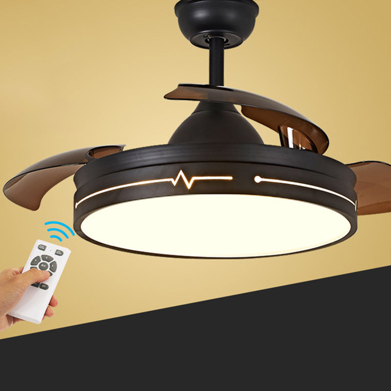 Remoto Control Round 3 lame Lampada per ventola a ciondolo Nordic Metal Dining Room LED Semi Flush Monte Aitura del soffitto