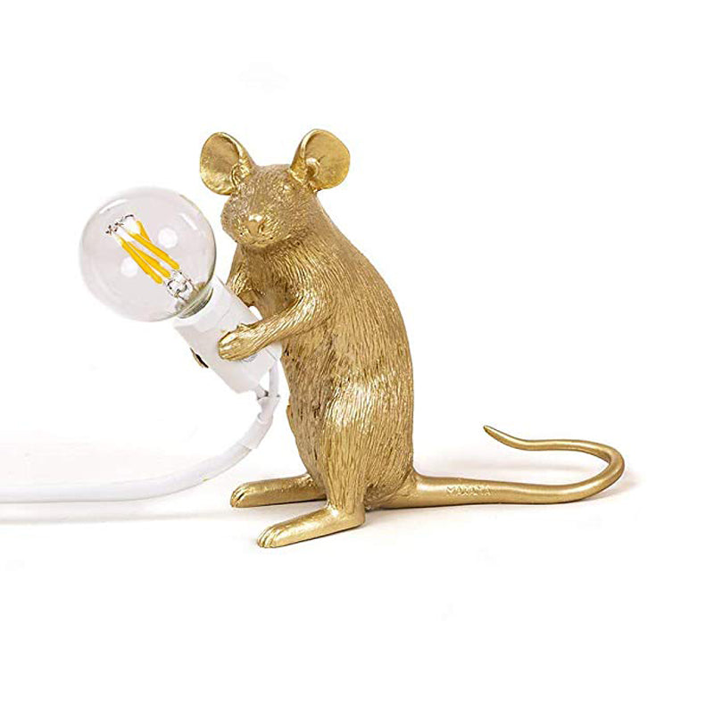 Gold Finish Mouse Small Table Light Decorative Single Resin Night Lamp for Bedroom