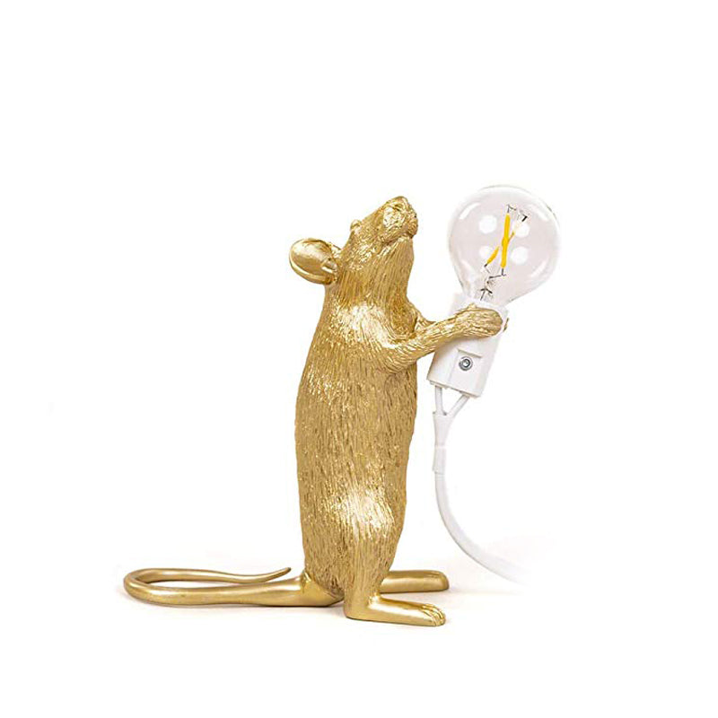 Gold Finish Mouse Small Table Light Decorative Single Resin Night Lamp for Bedroom