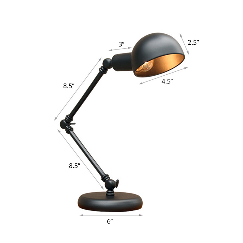 Metall 3-Gelenkschwingen Arm Task Light Industrial 1 Glühbirnen Schlafzimmer Tischlampe mit Schatten in Schwarz