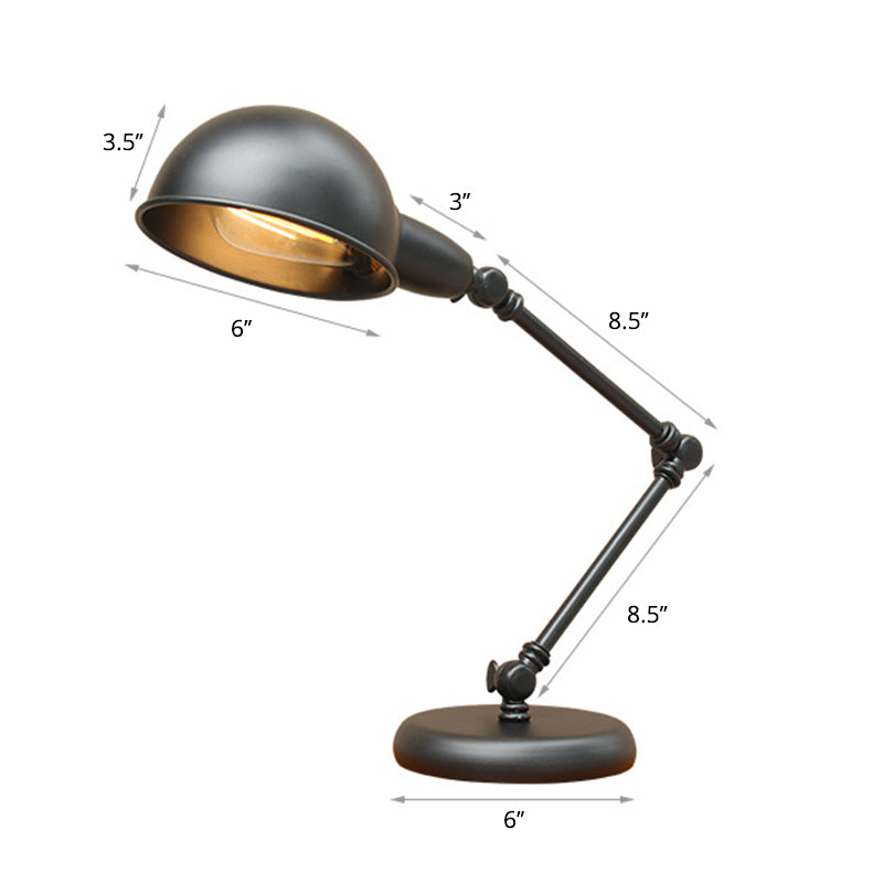 Metall 3-Gelenkschwingen Arm Task Light Industrial 1 Glühbirnen Schlafzimmer Tischlampe mit Schatten in Schwarz