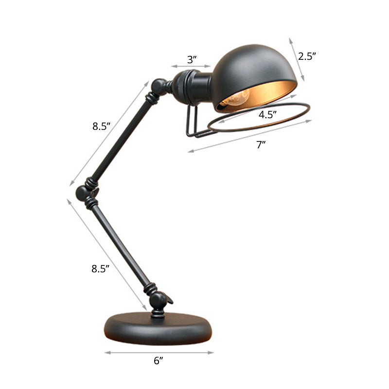 Metall 3-Gelenkschwingen Arm Task Light Industrial 1 Glühbirnen Schlafzimmer Tischlampe mit Schatten in Schwarz