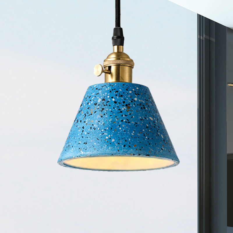 1 Light Pendant Lighting with Cone Concrete Shade in Nordic Style Black/Blue/Green Hanging Light