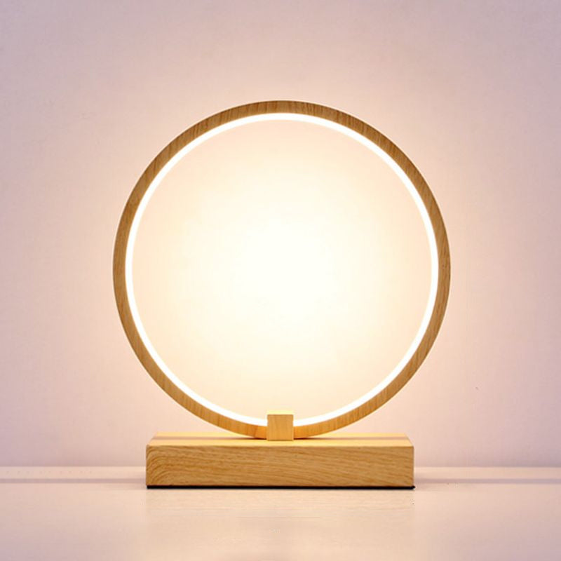 Halo Ring LED LED LAMPE DE LAMPE DÉCORATIVE Métal Finale en bois Lumière pour chambre à coucher