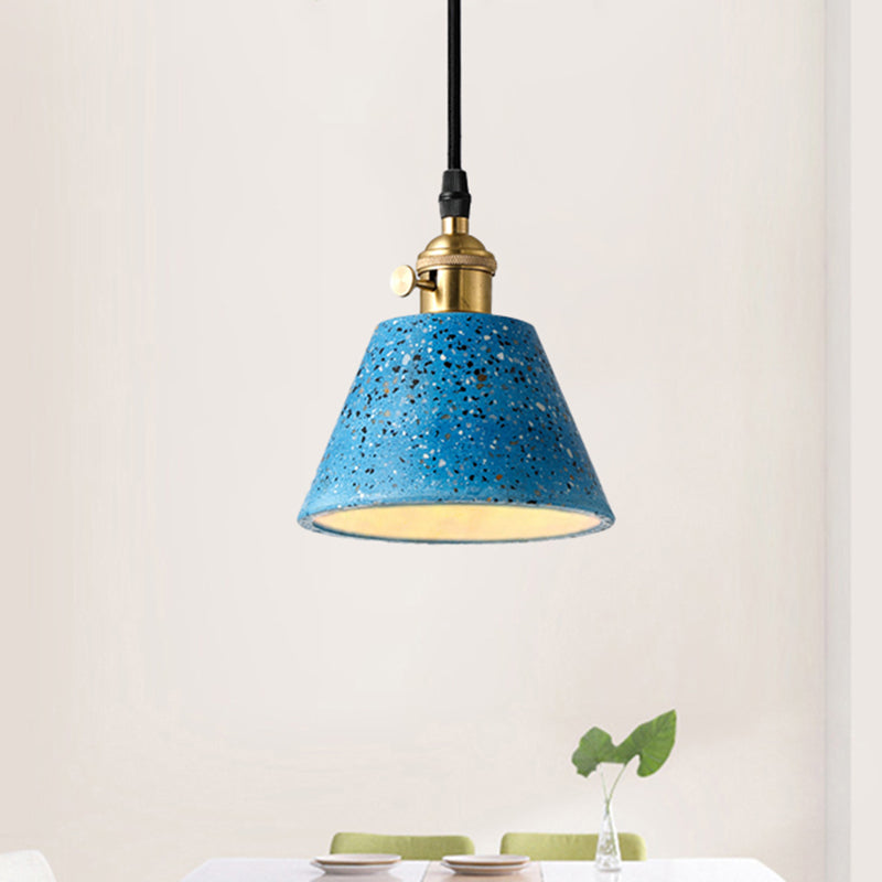 1 Light Pendant Lighting with Cone Concrete Shade in Nordic Style Black/Blue/Green Hanging Light