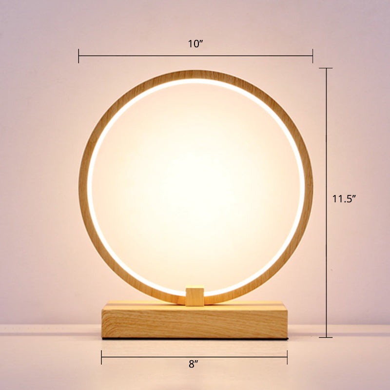 Halo Ring LED LED LAMPE DE LAMPE DÉCORATIVE Métal Finale en bois Lumière pour chambre à coucher