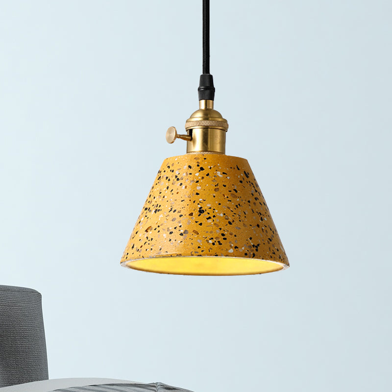 1 Light Pendant Lighting with Cone Concrete Shade in Nordic Style Black/Blue/Green Hanging Light