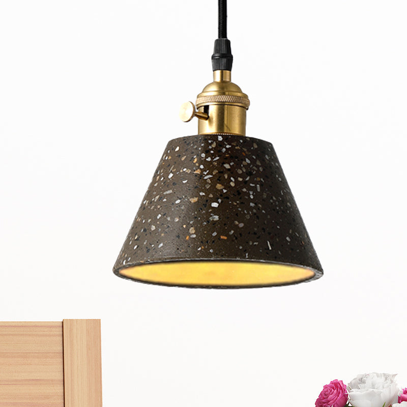 1 Light Pendant Lighting with Cone Concrete Shade in Nordic Style Black/Blue/Green Hanging Light