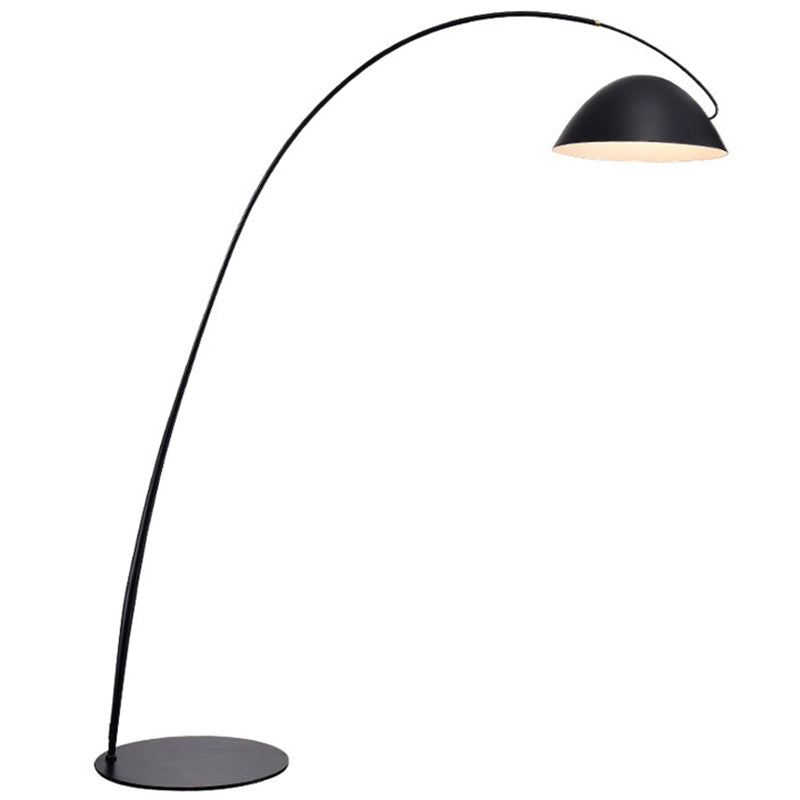 Swivelable Dome Shade vloer Lampontwerper 1 lamp Zwart staand licht met vissersstangarm