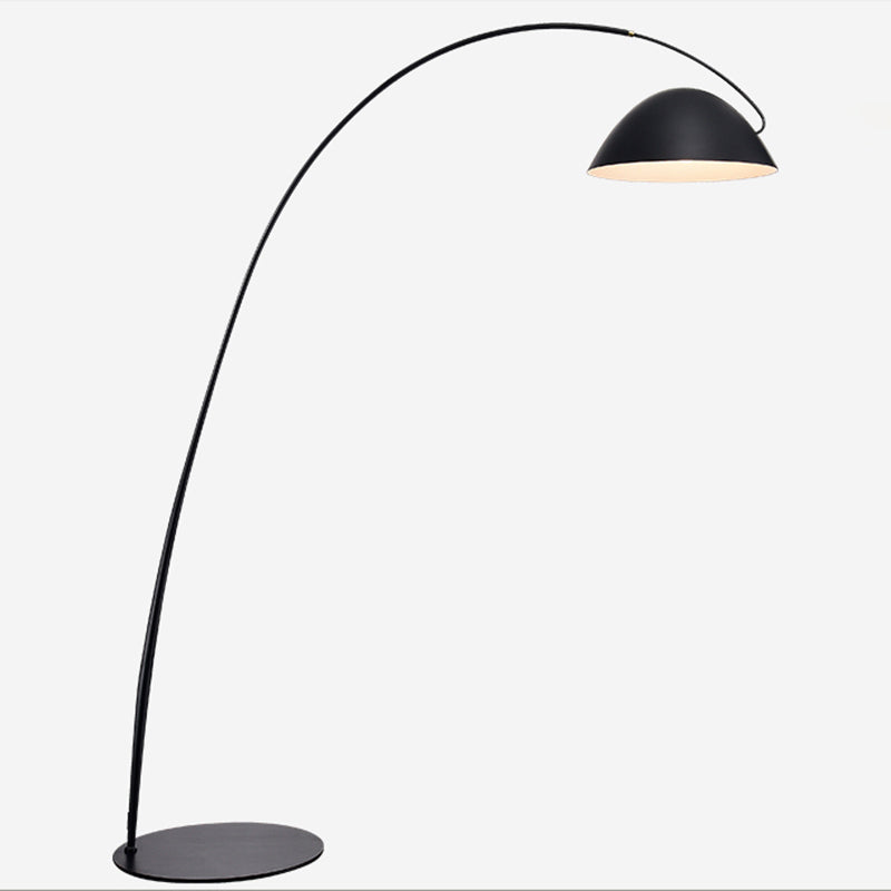 Swivelable Dome Shade vloer Lampontwerper 1 lamp Zwart staand licht met vissersstangarm