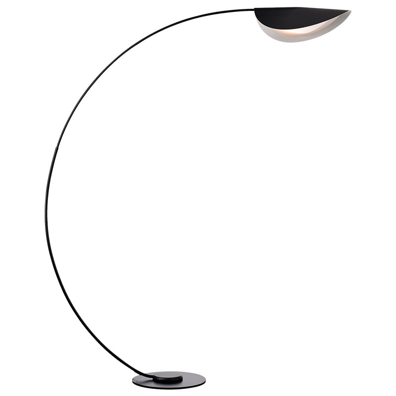 Macaron Arc Floor Light Metallic 1-Light Living Room Stand Up Lampe avec une teinte Bend