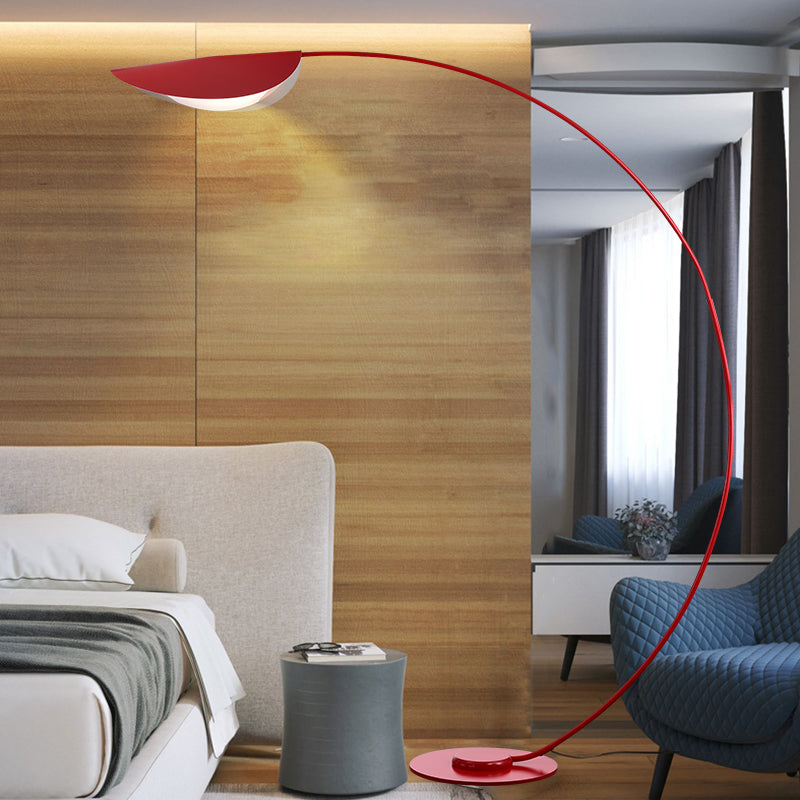 Macaron Arc Floor Light Metallic 1-Light Living Room Stand Up Lampe avec une teinte Bend