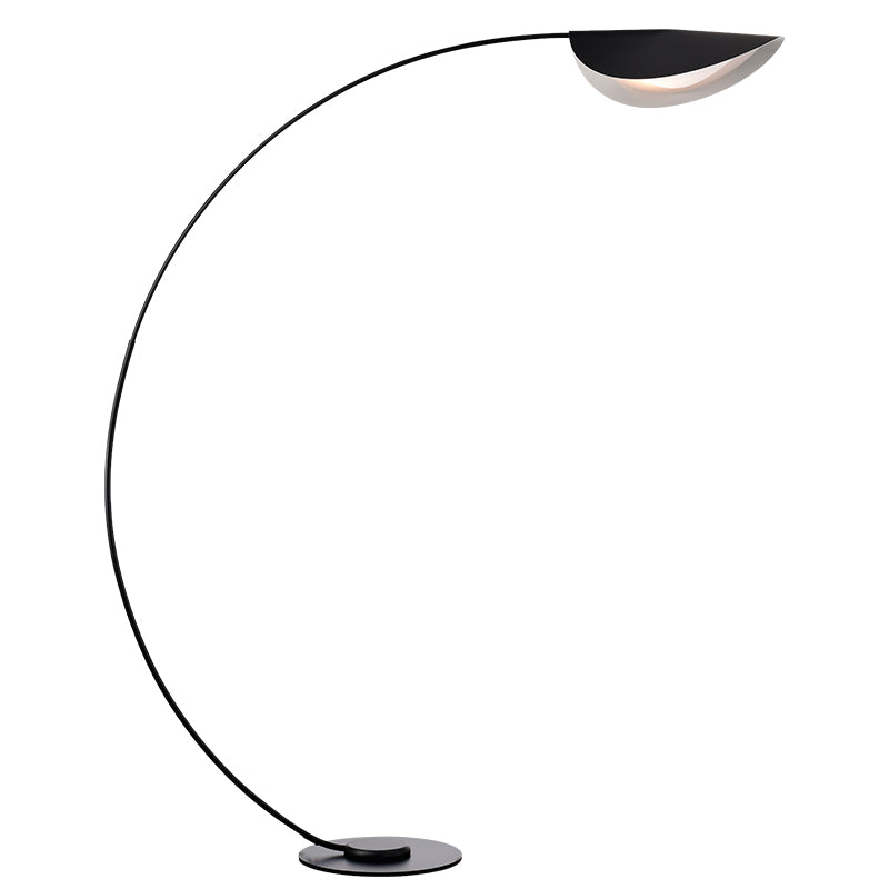 Macaron Arc Floor Light Metallic 1-Light Living Room Stand Up Lampe avec une teinte Bend