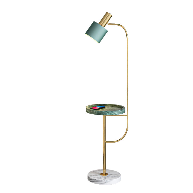 Grenade Swivelable Floor Light Postmodern Metal 1-Light Stand Up Lamp with Marble Tray and Base