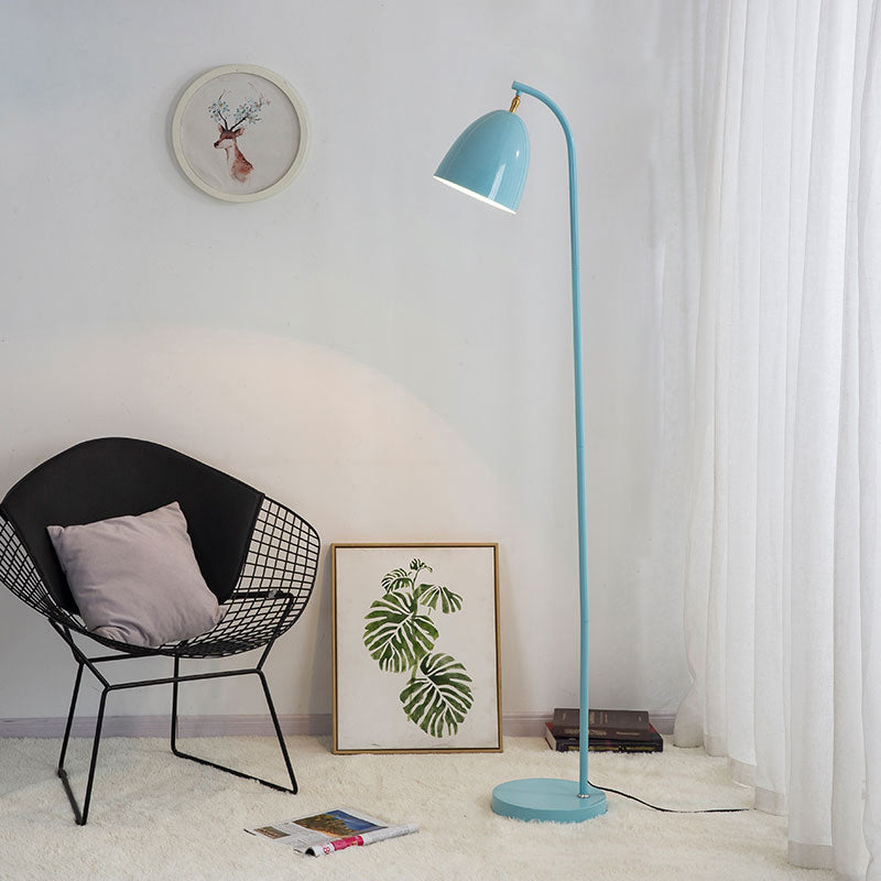 Single Living Room Floor Light Macaron Rotating Floor Reading Lamp with Bell Metal Shade