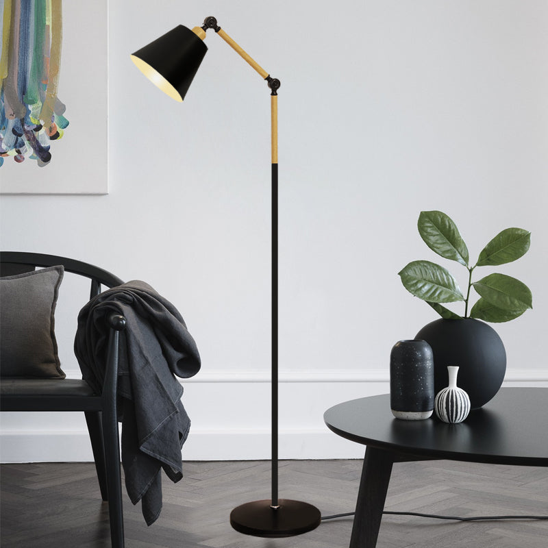 Rotatable Single-Bulb Tapered Floor Light Nordic Metal Stand Up Lamp for Living Room