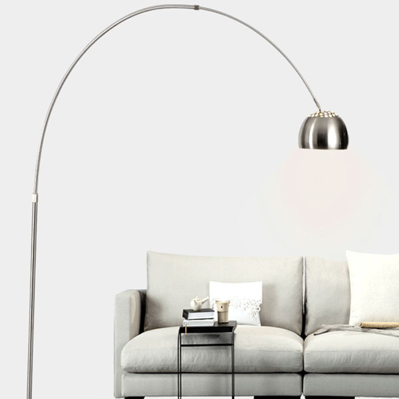 Edelstahlkuppelbodenlicht Industrial Industrial 1 Glühbirnen Wohnzimmer Stehlampe mit Entlüftungsdesign und Angelrute Arm