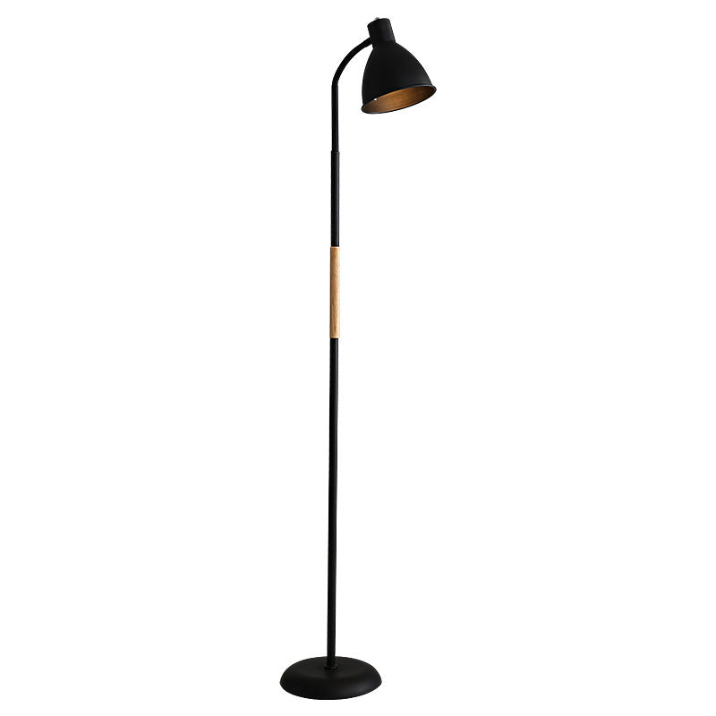 1-Light Metal Floor Reading Light Minimalist Bell Shaped Living Room Floor Lamp with Rolled Edge