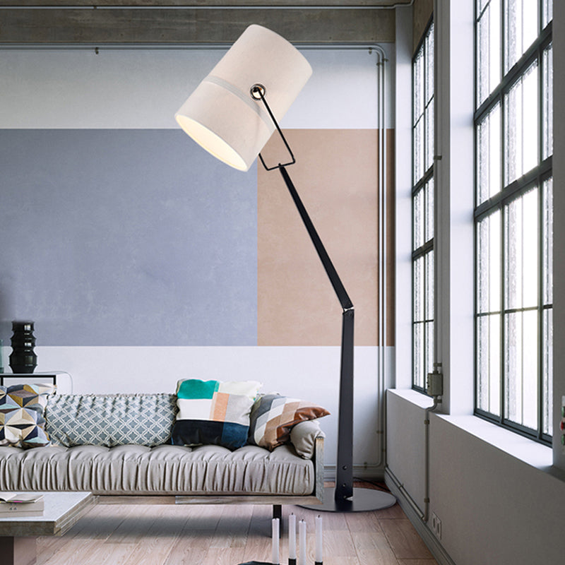 Witte vat vloer lamp creatieve industriële stof een enkele slaapkamer verstelbaar staand licht