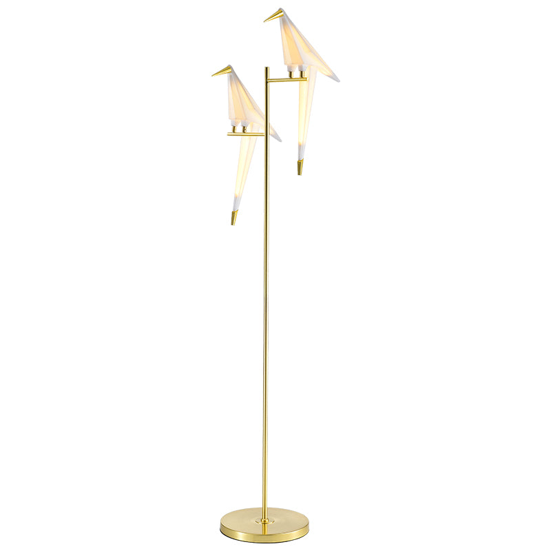 Decorative Origami Bird Floor Standing Lamp Acrylic Living Room Floor Light in Gold