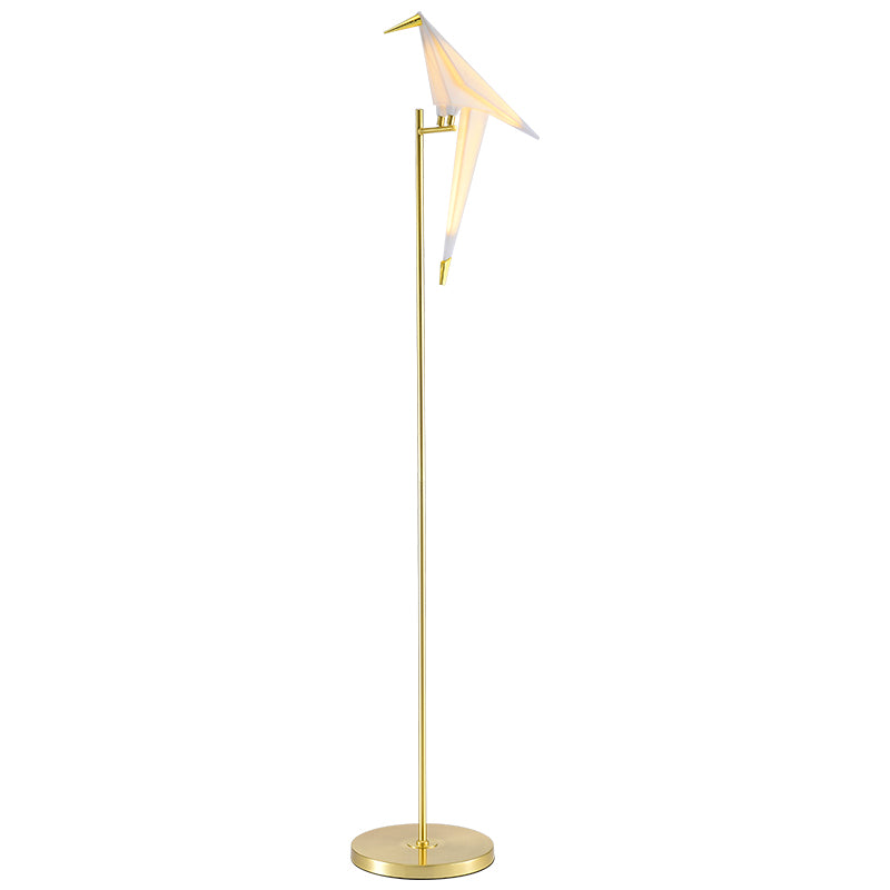 Decorative Origami Bird Floor Standing Lamp Acrylic Living Room Floor Light in Gold