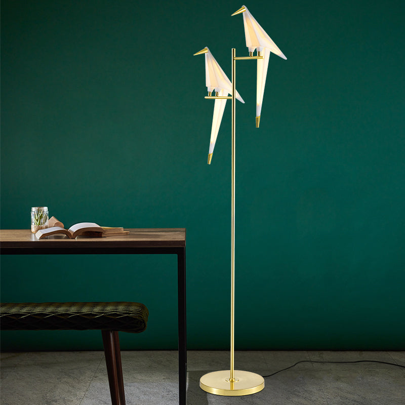 Decoratieve origami vogelvloer staande lamp acryl woonkamer vloerlicht in goud