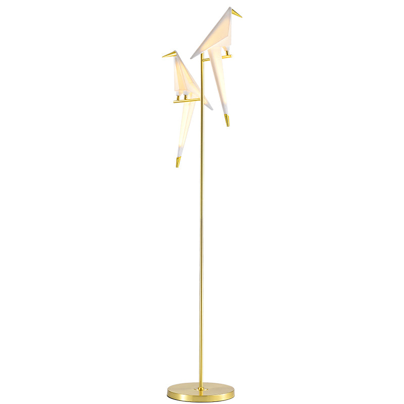 Decorative Origami Bird Floor Standing Lamp Acrylic Living Room Floor Light in Gold