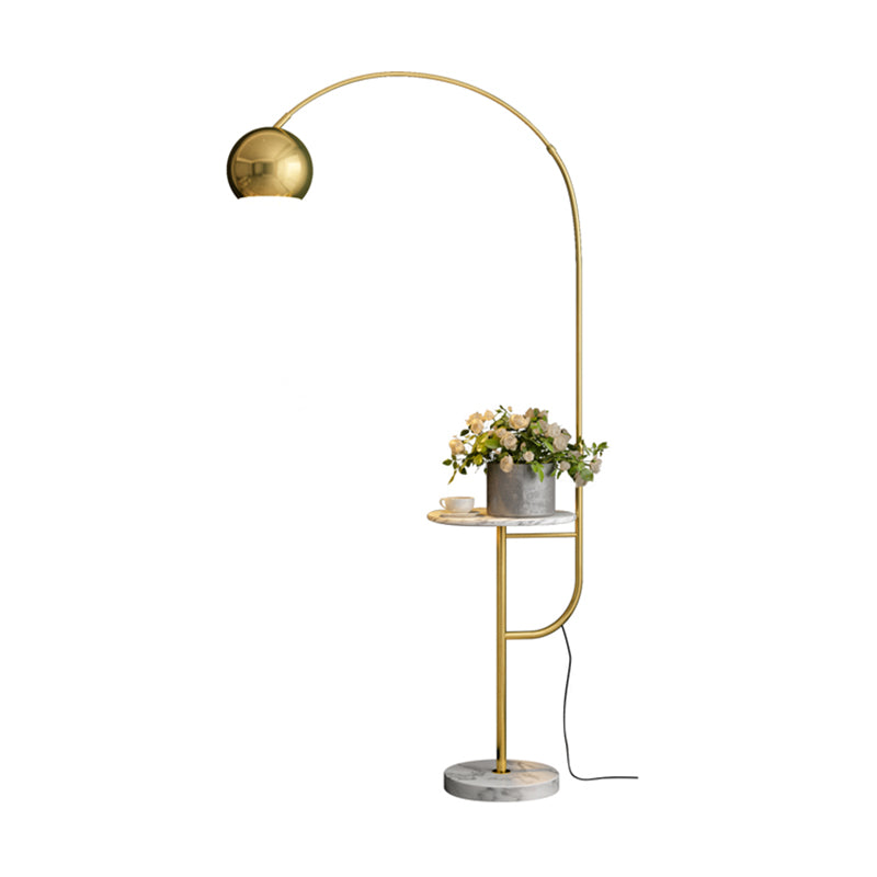 Swivel Dome Shade Vloer Licht Postmodern metalen 1 bol woonkamer staande lamp met tafel en gebogen arm