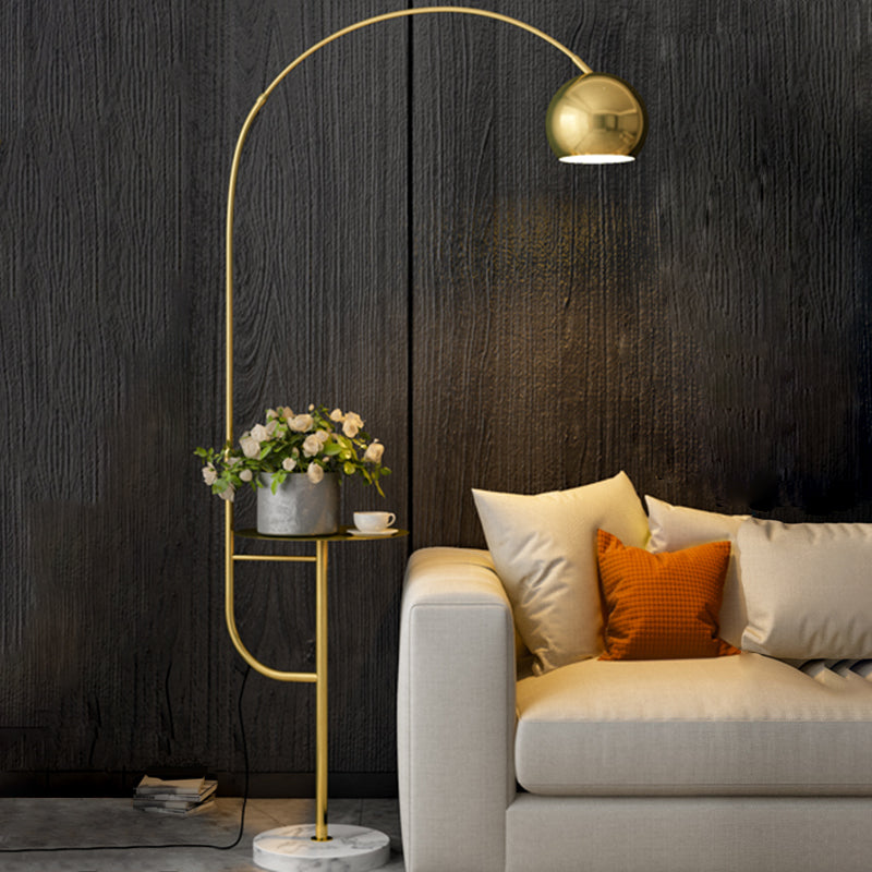 Swivel Dome Shade Vloer Licht Postmodern metalen 1 bol woonkamer staande lamp met tafel en gebogen arm