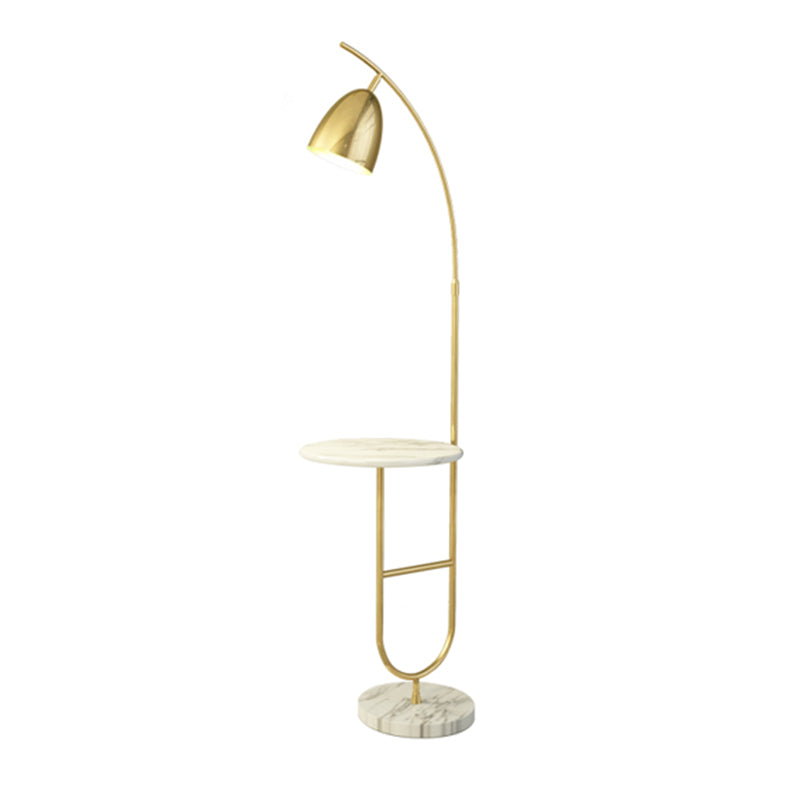 Bell Shaped Floor Reading Lamp Postmodern Metal 1 Head Living Room Floor Light with Side Table