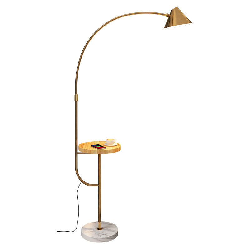 Lumo del vassoio da soggiorno a 1 bulbina Light Minimalist Regolable Standing Lampada con tonalità in metallo a cono