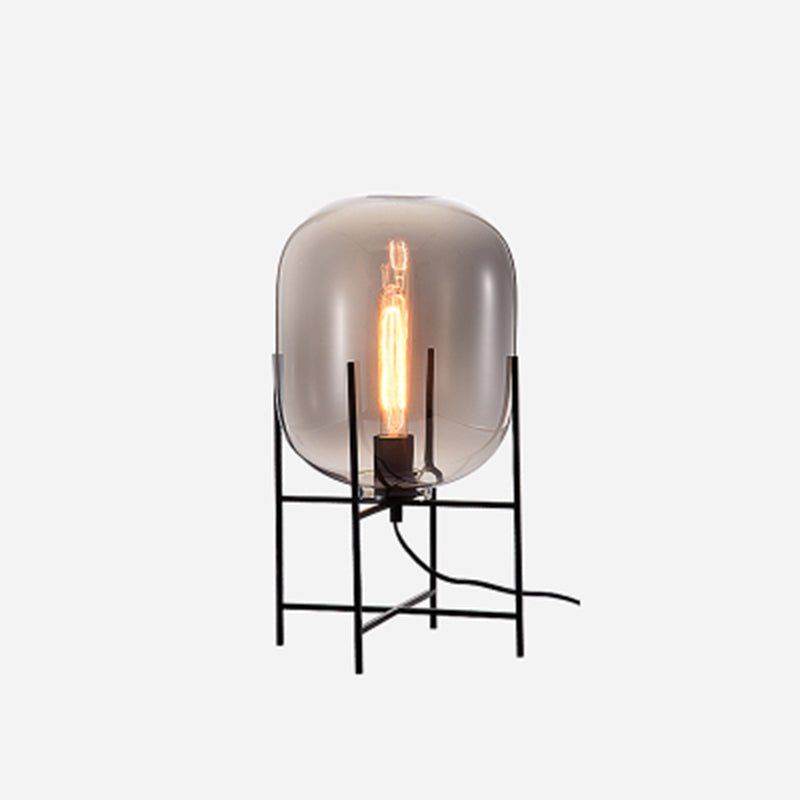 Capsule de verre concepteur de lumière de sol 1 ampoule Black Standing Lampe With Metal H-brace