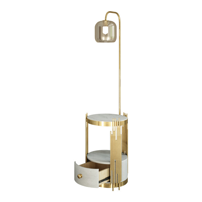 Glazen cilindervloer Licht Postmodern 1 Hoofd Goaneneck staande lamp met tafel en lade