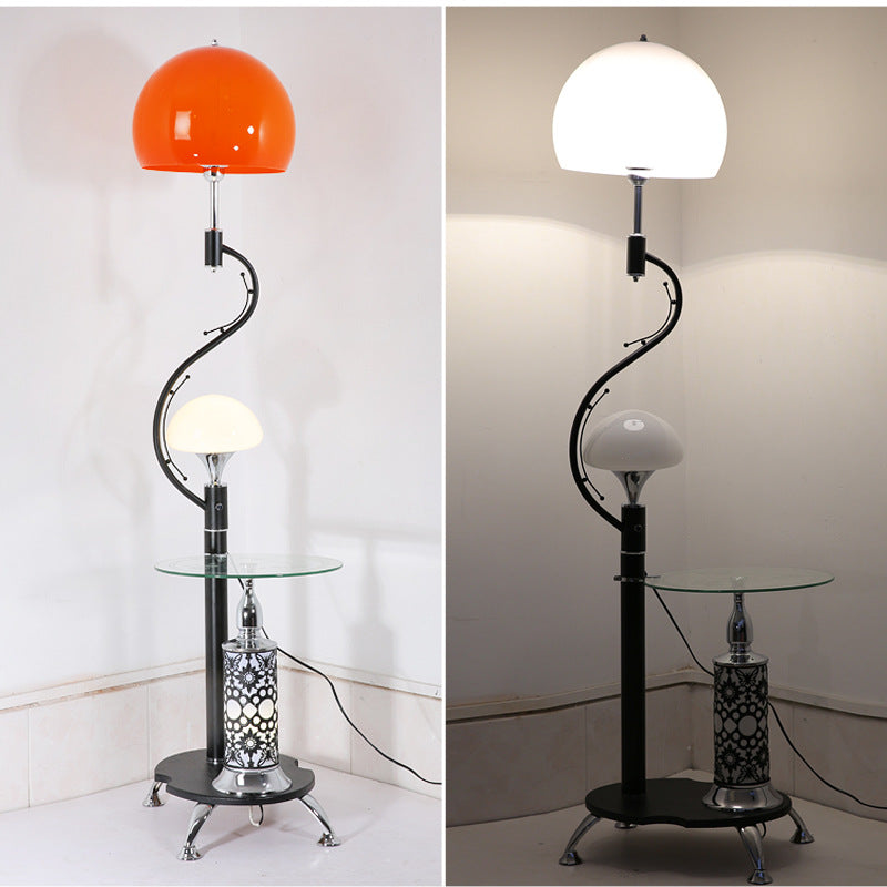 Country Style Dome Floor Lighting 2 Lights Acrylic Stand Up Lamp with Table for Living Room