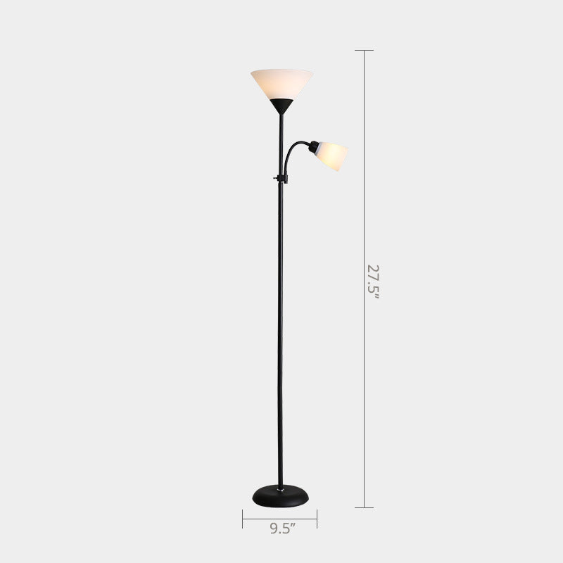 Acrylic Torchiere Floor Lamp Country Living Room Standing Light with Flexible Arm