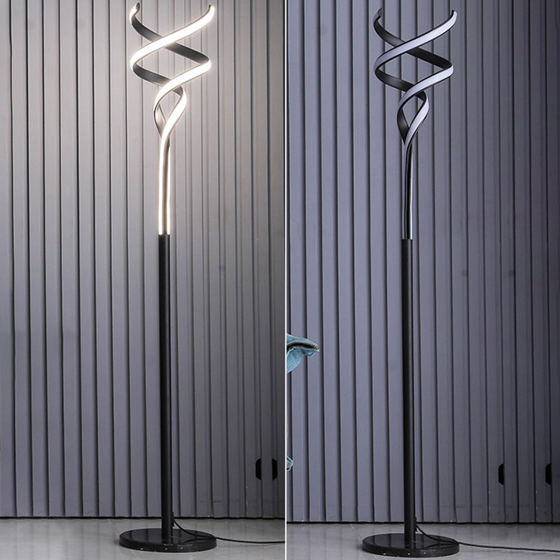 Spiral Metallic Accent Bodlicht minimalistische LED Stand -up -Lampe für Wohnzimmer