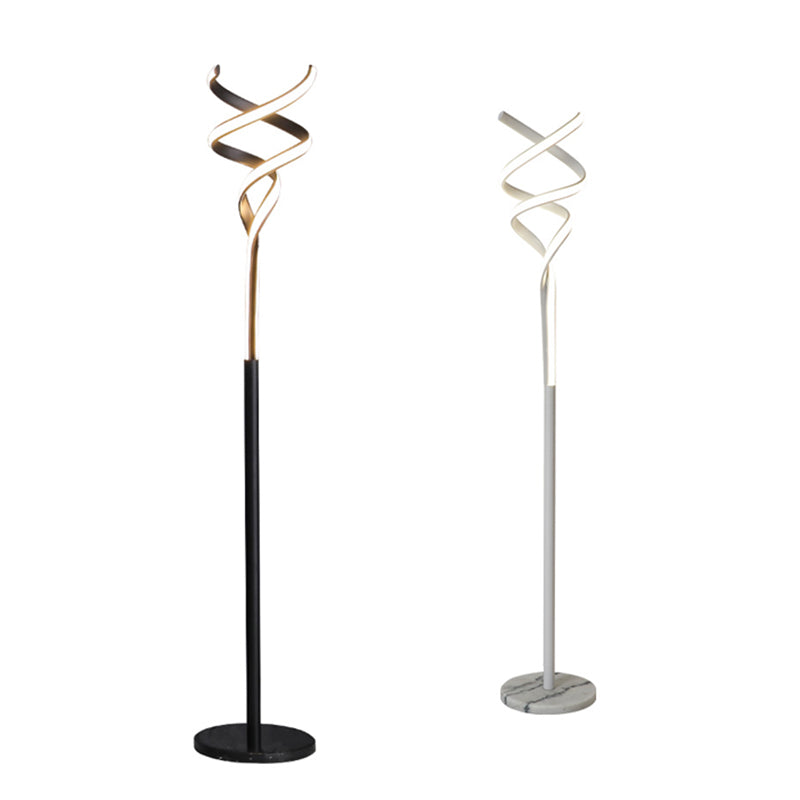 Spiral Metallic Accent Bodlicht minimalistische LED Stand -up -Lampe für Wohnzimmer