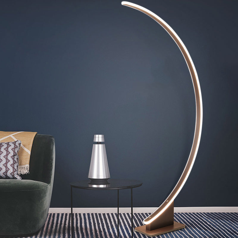 Arched Bedside LED Floor Lamp Metal Minimalist Standing Light with Acrylic Diffuser