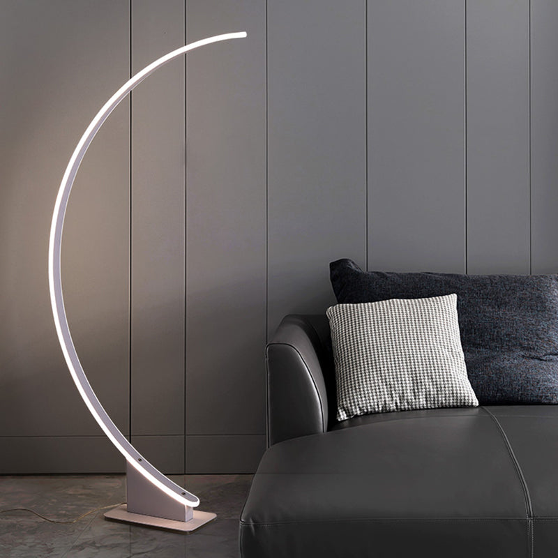 Boog gebogen bed LED -vloerlamp metaal Minimalistisch staand licht met acryldiffuser