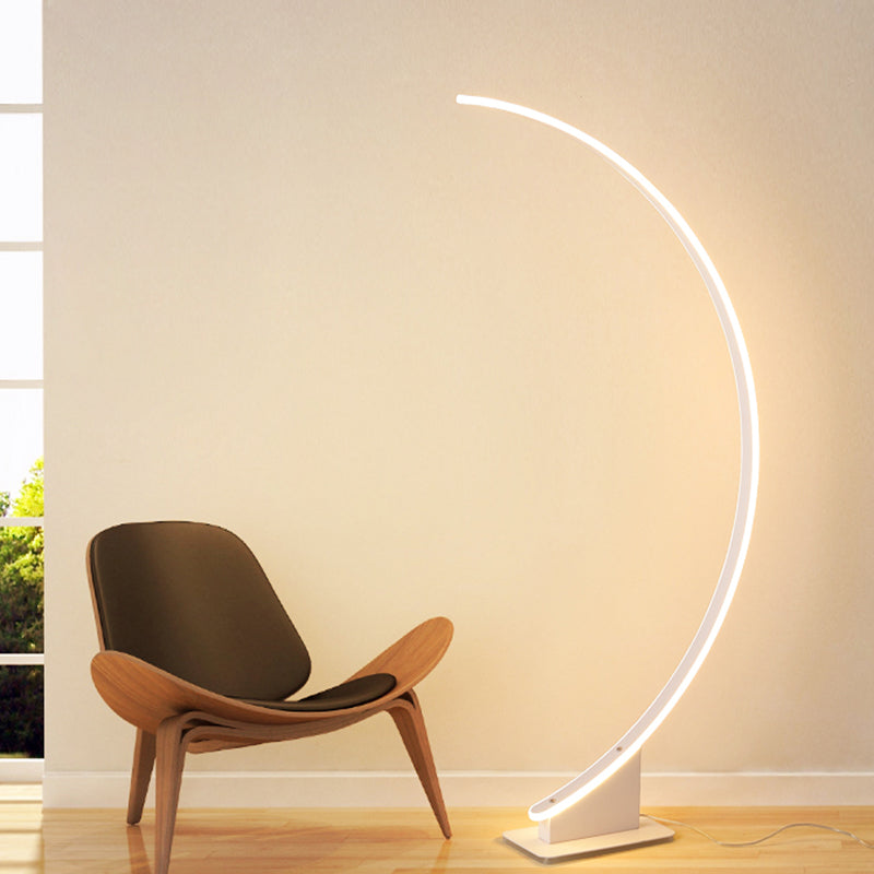 Arched Bedside LED Floor Lamp Metal Minimalist Standing Light with Acrylic Diffuser