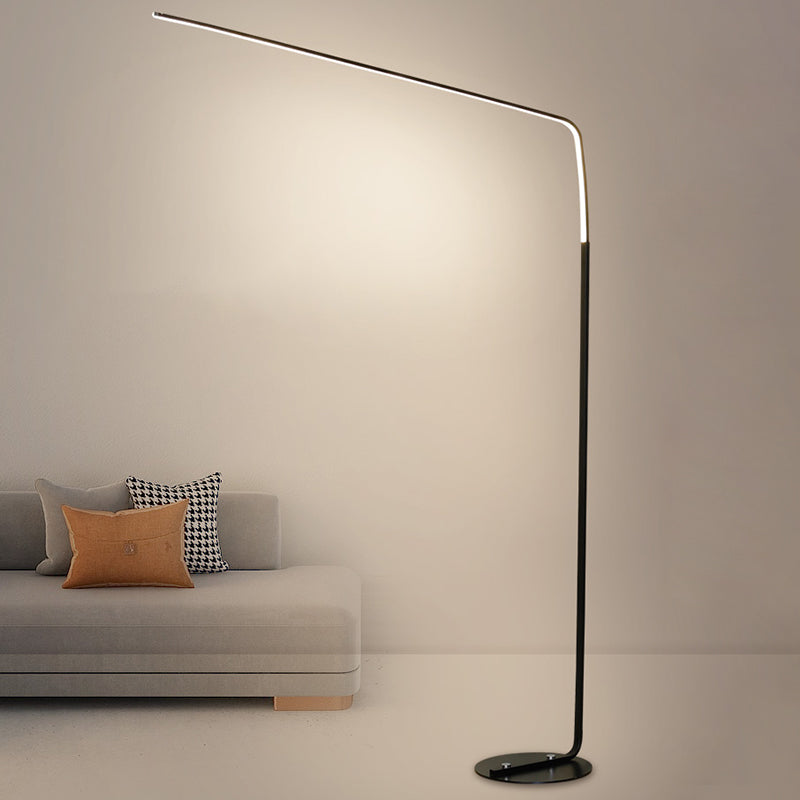 Metal Bend Linear Floor Lighting Minimalistic LED Standing Light with Foot Switch