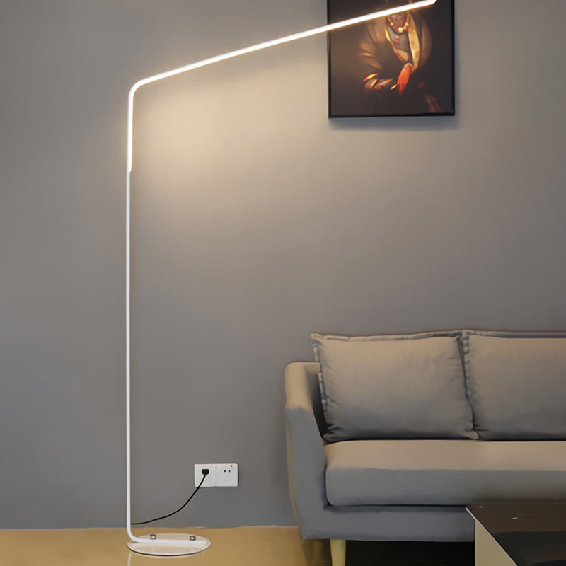 Metal Bend Linear Floor Lighting Minimalistic LED Standing Light with Foot Switch