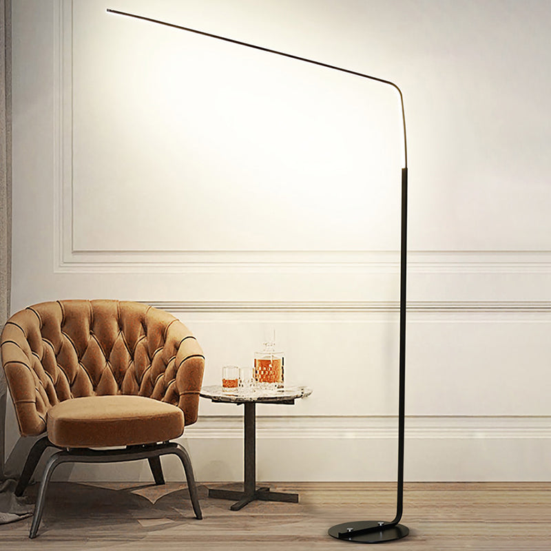 Metal Bend Linear Floor Lighting Minimalistic LED Standing Light with Foot Switch